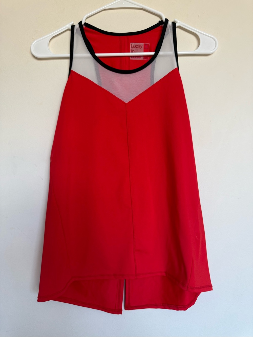 Lucky In Love Red Santa Fe Fly High Tennis Mesh Tie Back Tank XS